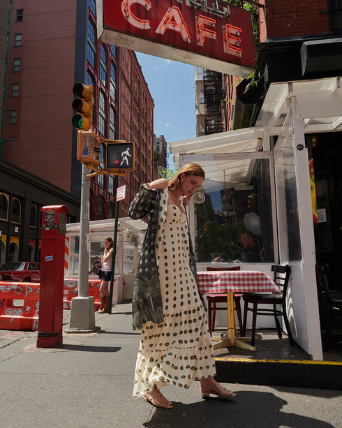 Julieta Silk Martellato Maxi Dress  / Ivory Green Chintz